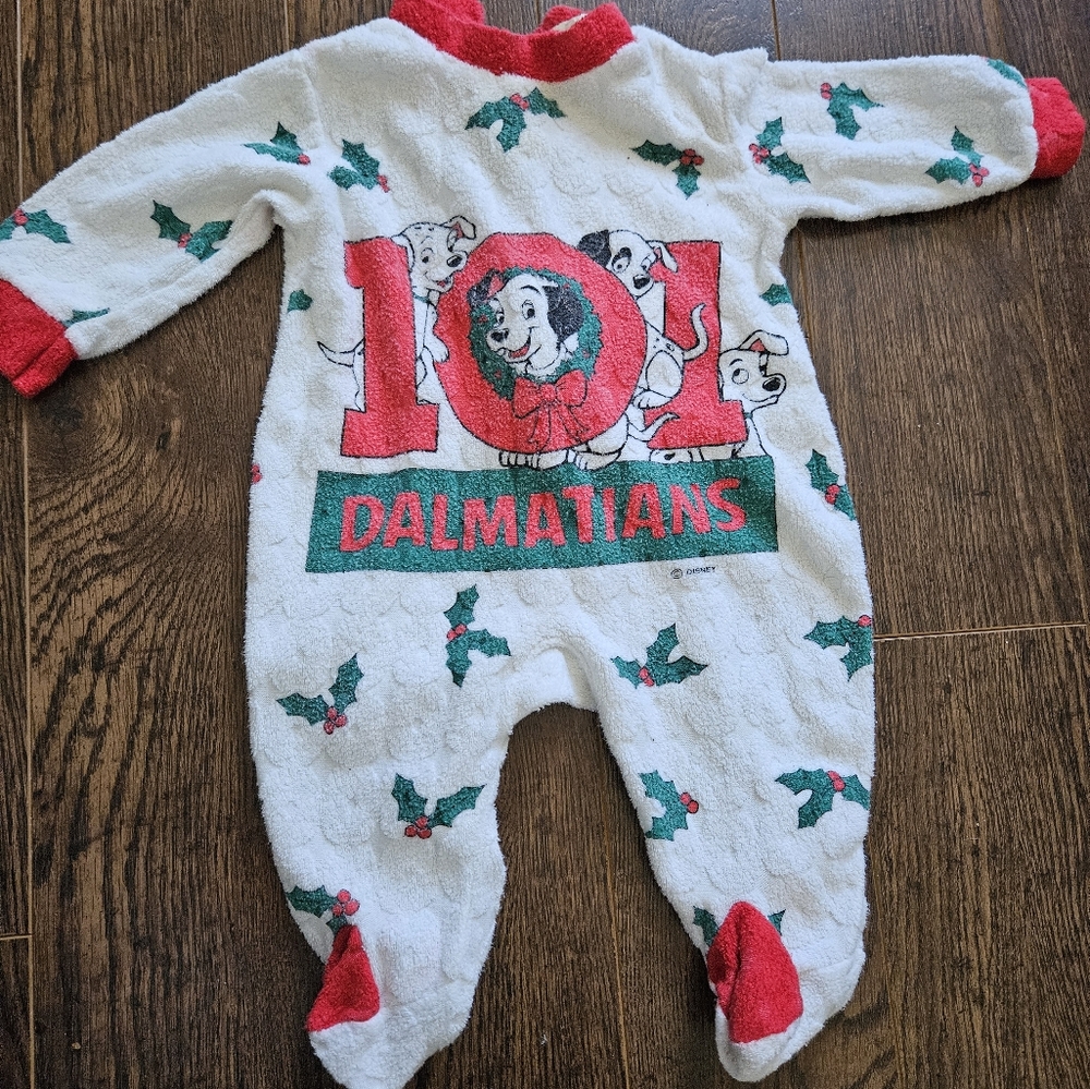 Rare Disney 101 Dalmatians Kids One Piece - White and Red CHRISTMAS